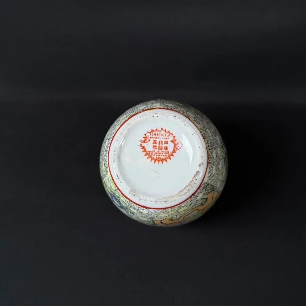 Oriental Lidded Porcelain Vase Hand Painted Decoration Flowers bird 5